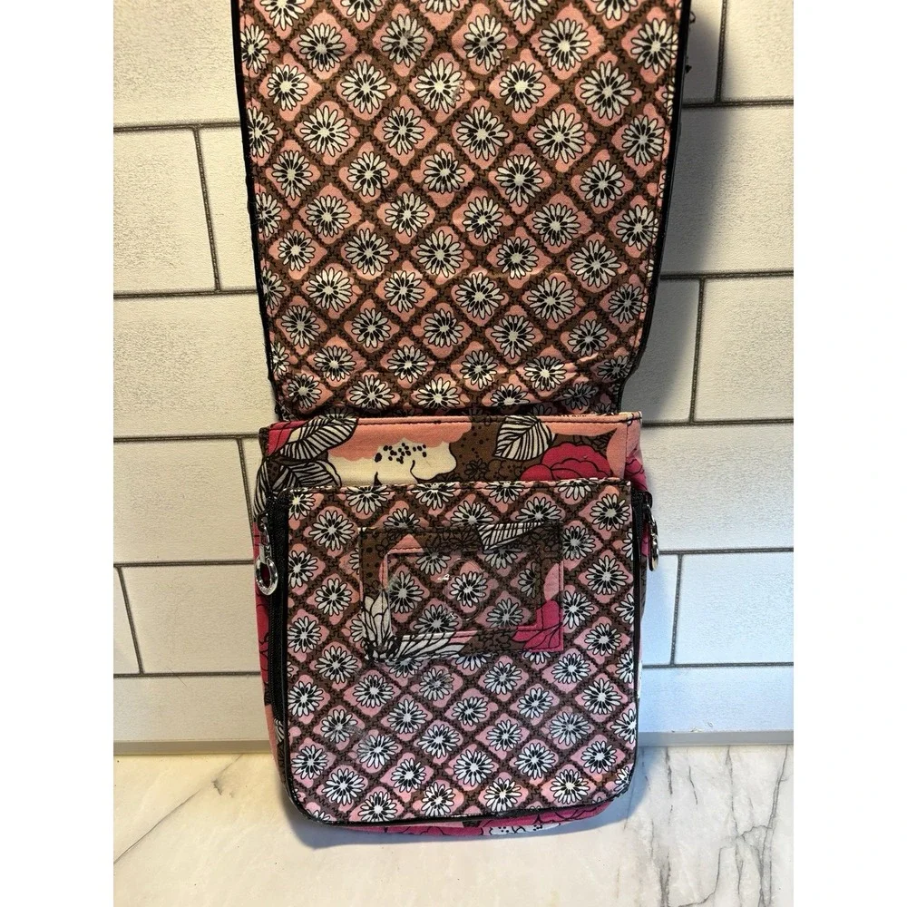 Vera Bradley Mocha Rouge Hipster Crossbody Pink Brown Floral Quilted Retired